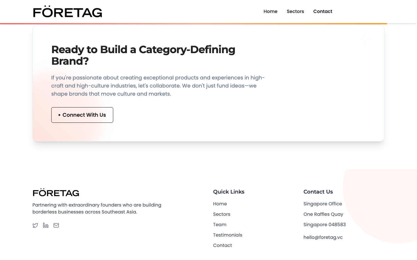 ForeTag VC - Professional Venture Capital Landing Page