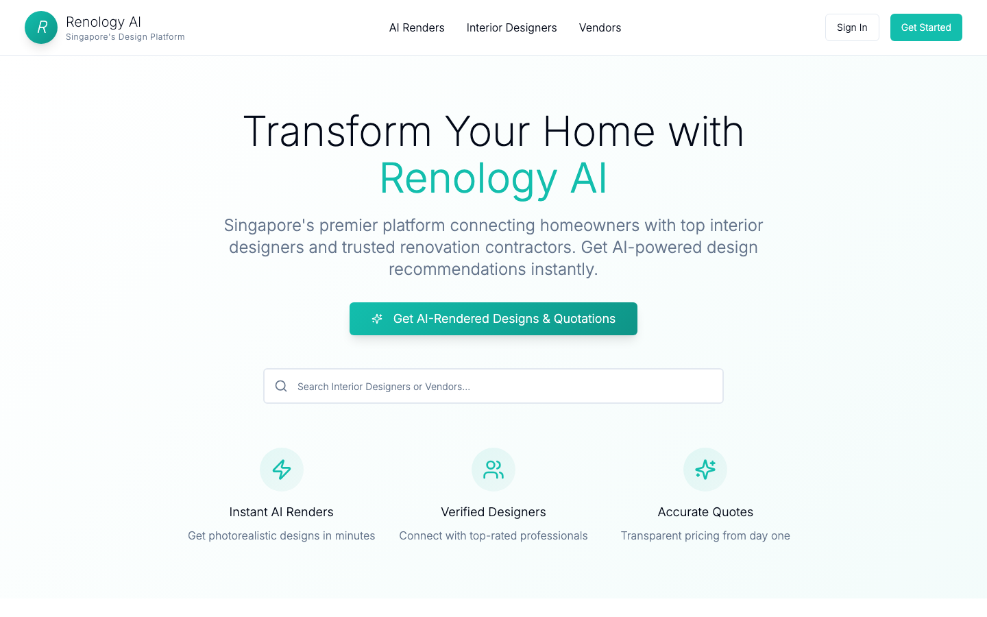 Renology AI - Singapore Interior Design Platform
