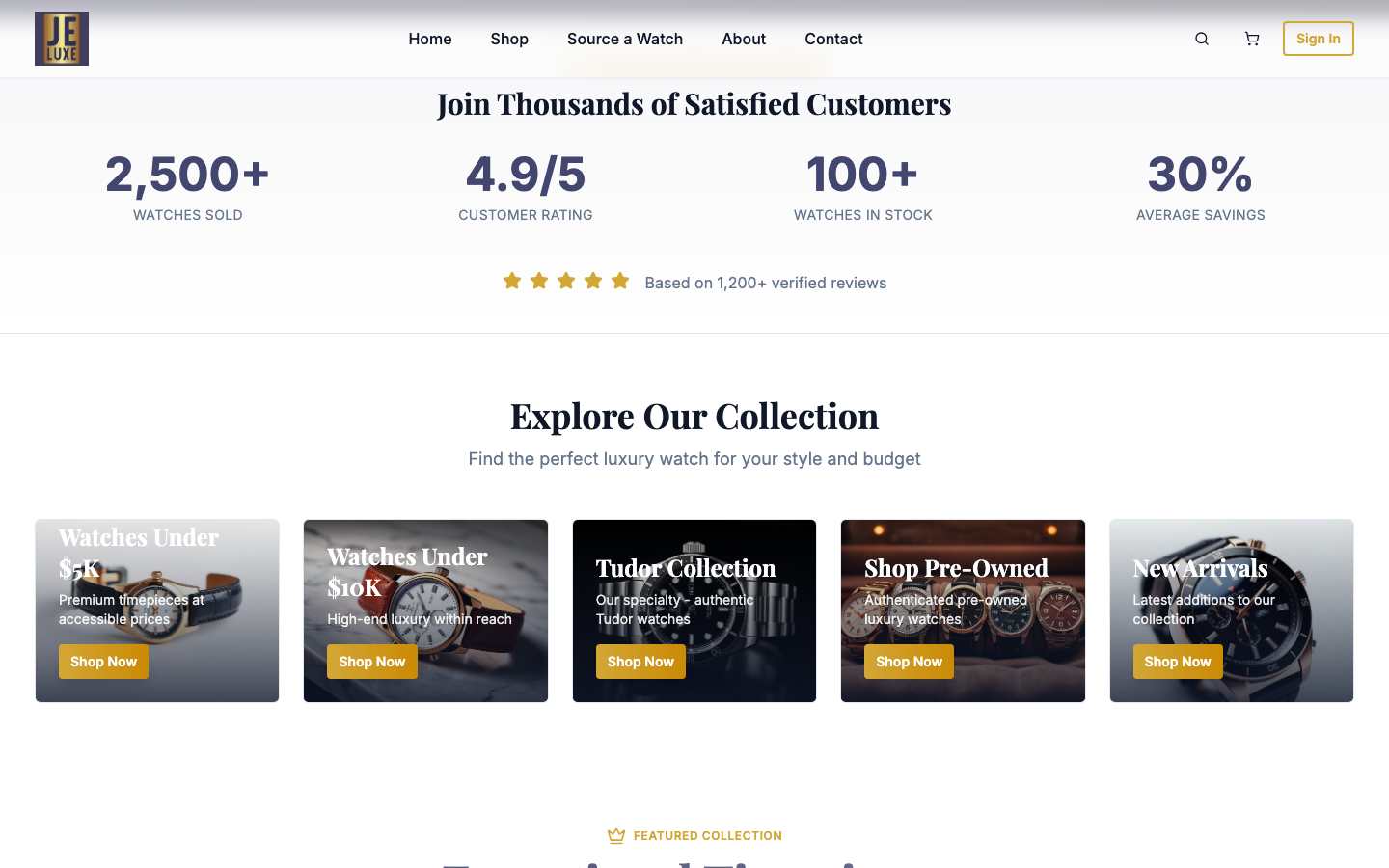 JELUXE - Luxury Watch E-commerce Platform