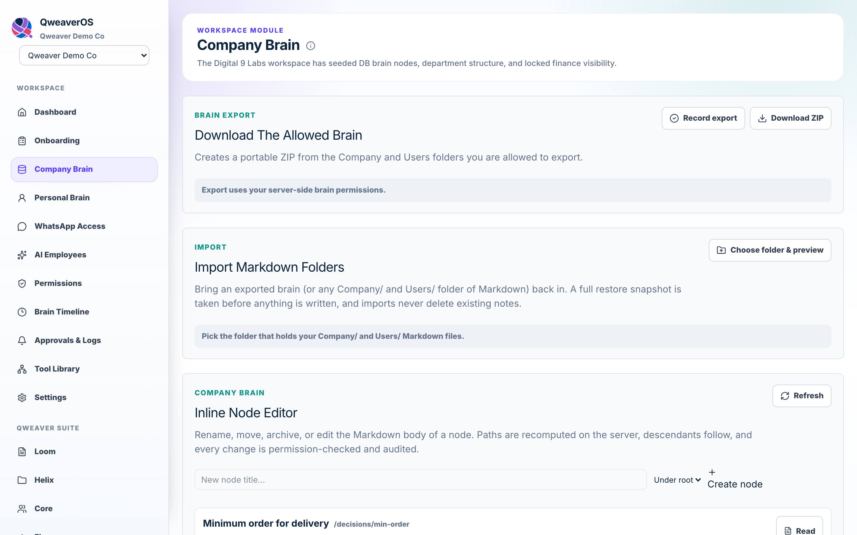 A living company brain your AI employees read from: SOPs, decisions, facts