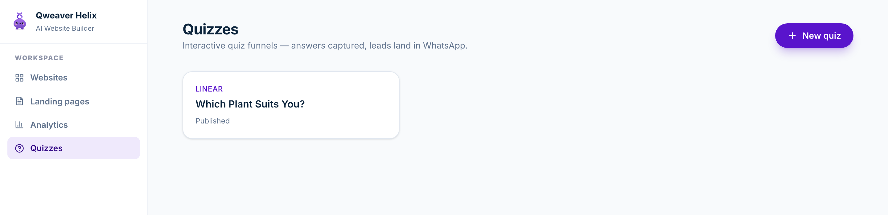 Build interactive quiz funnels that capture leads straight to WhatsApp