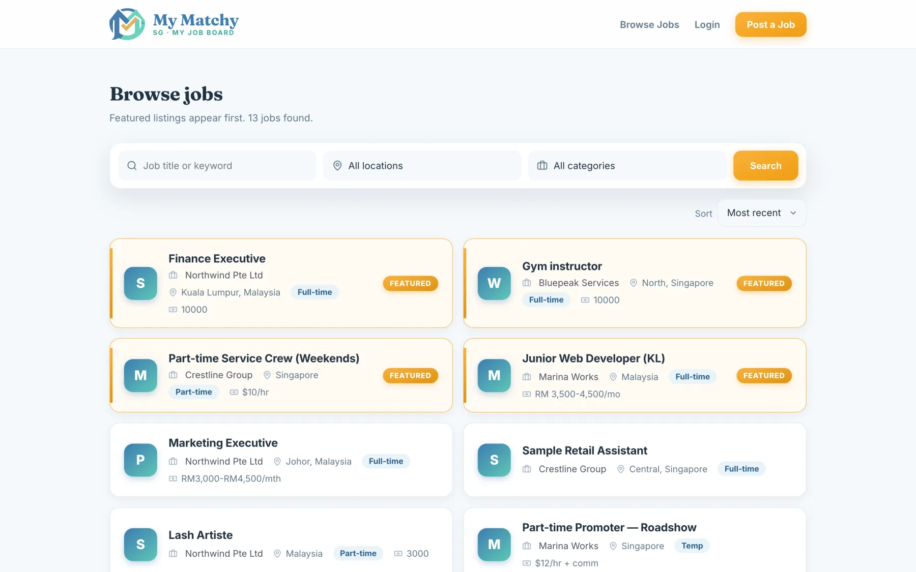My Matchy Job Board for Singapore and Malaysia