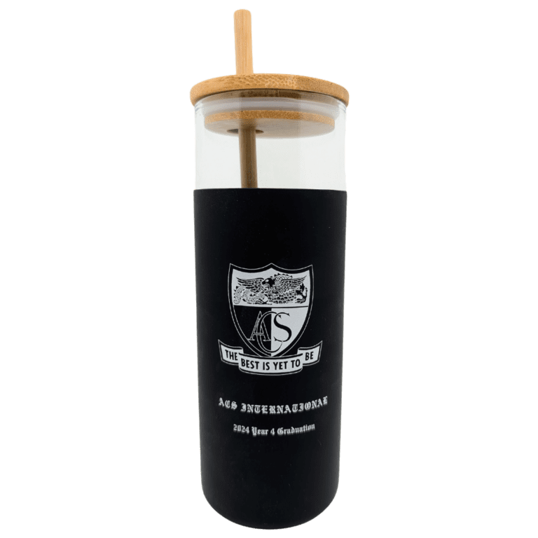 Stylish 2024 graduation tumbler with eco-friendly design for ACS International graduates.