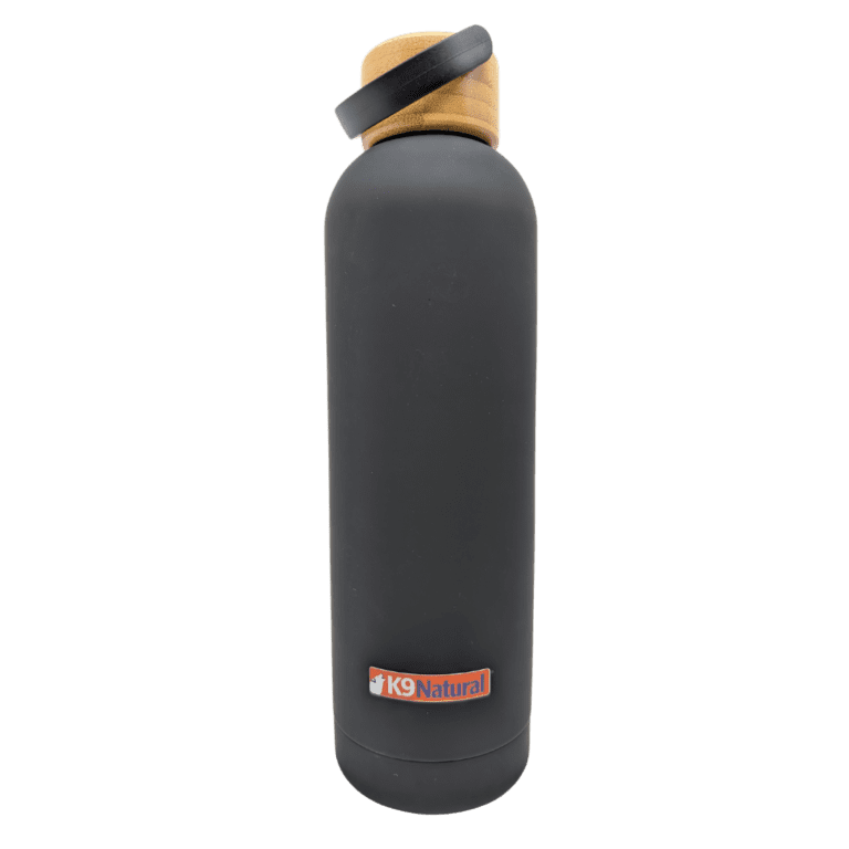 Sleek matte black water bottle with natural cork, ideal for eco-friendly hydration on the go.