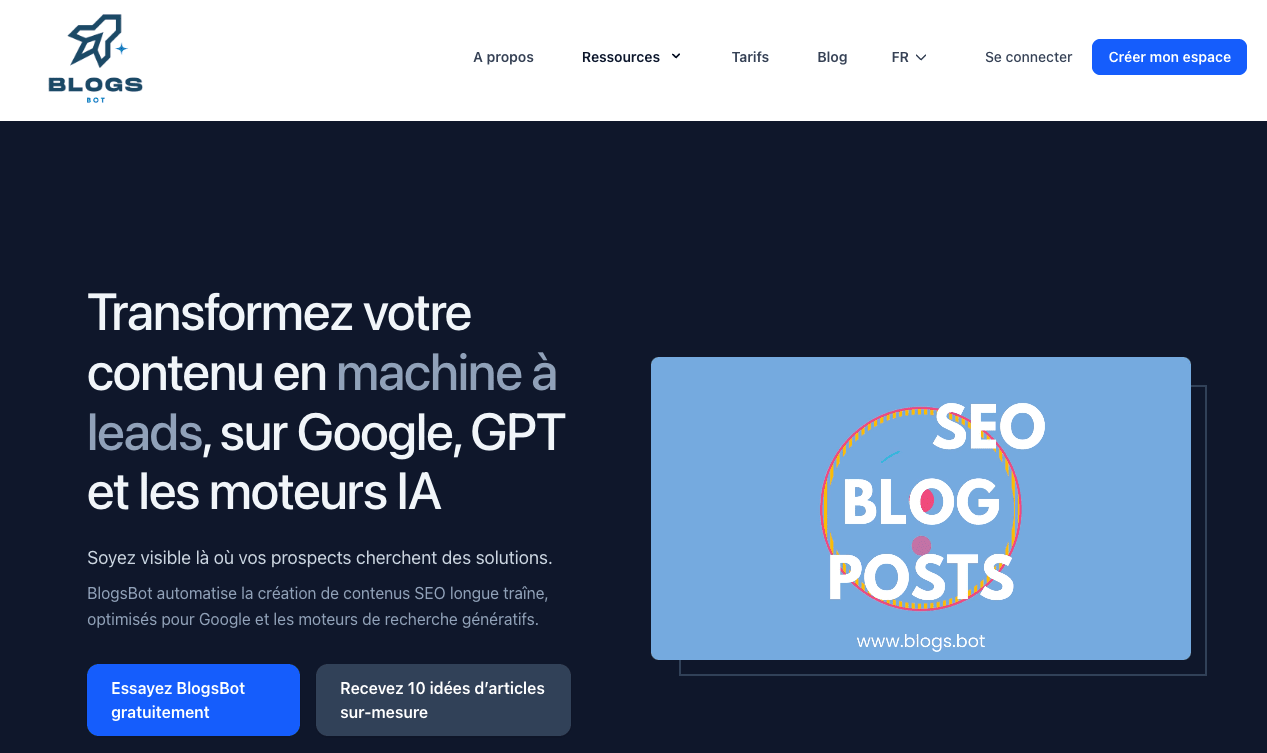 BlogsBot — Génération de contenu SEO par IA