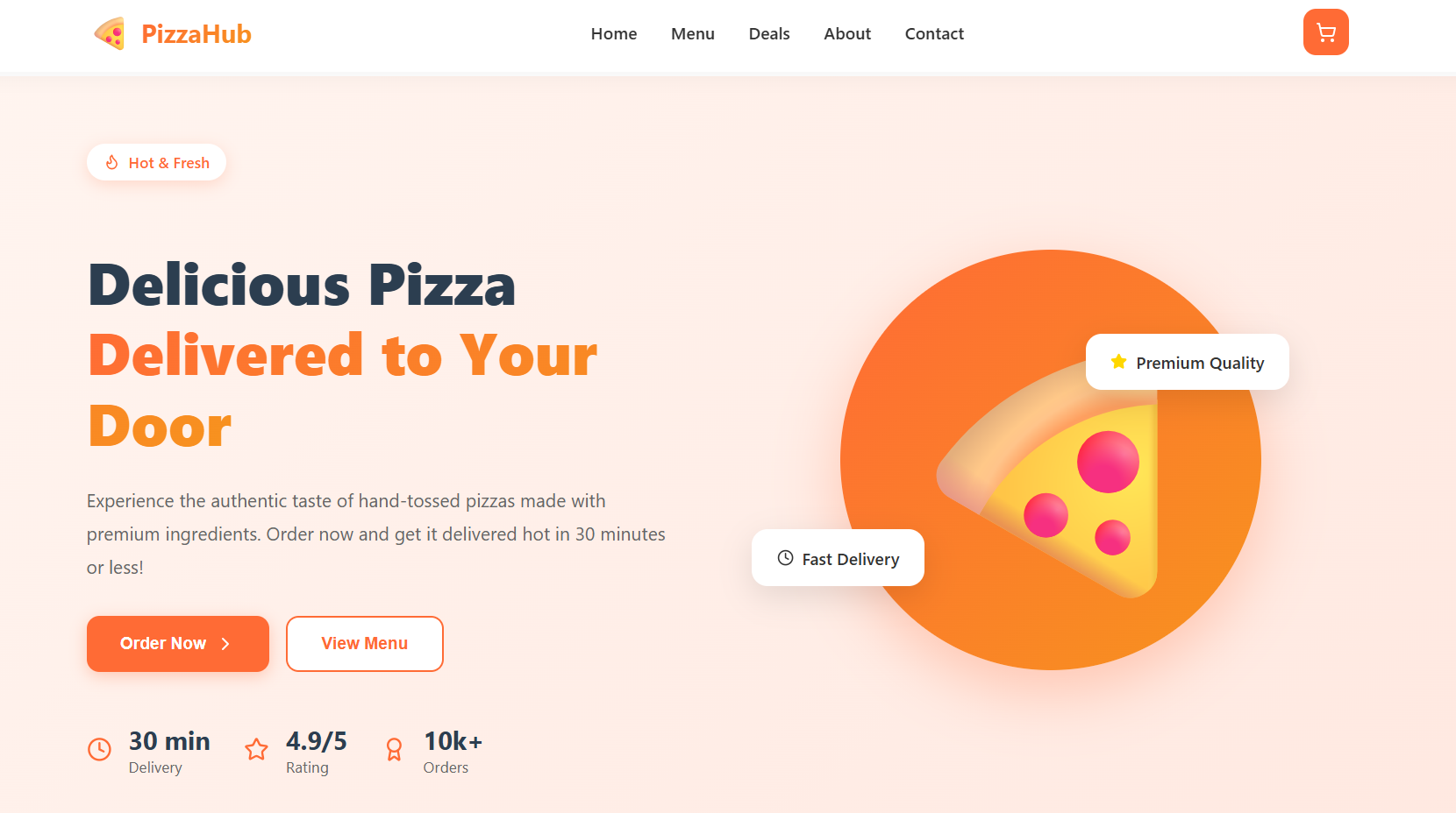 Landing pizza page screenshot