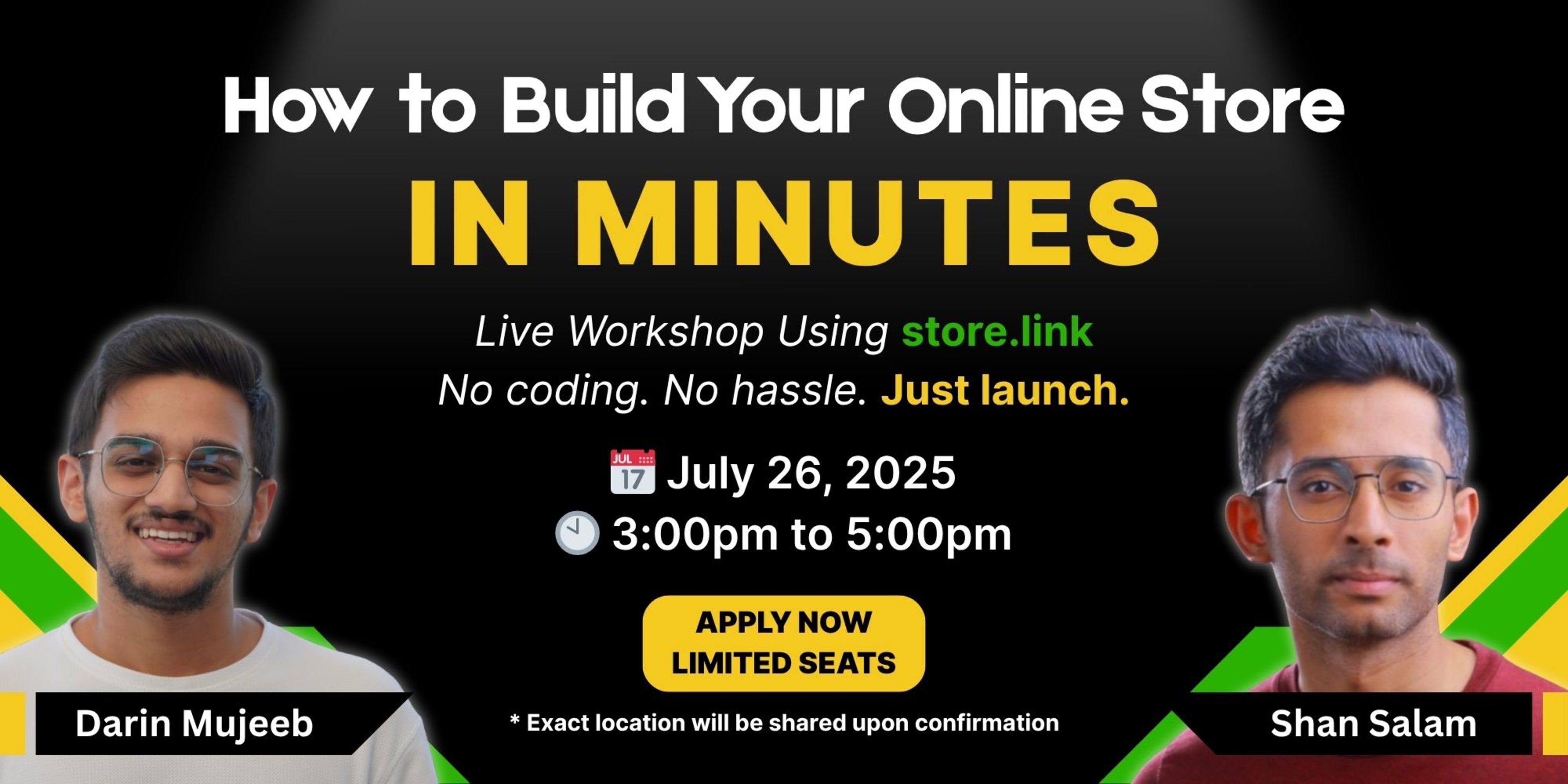 Free Hands-On Workshop: Build Your Online Store in Minutes banner