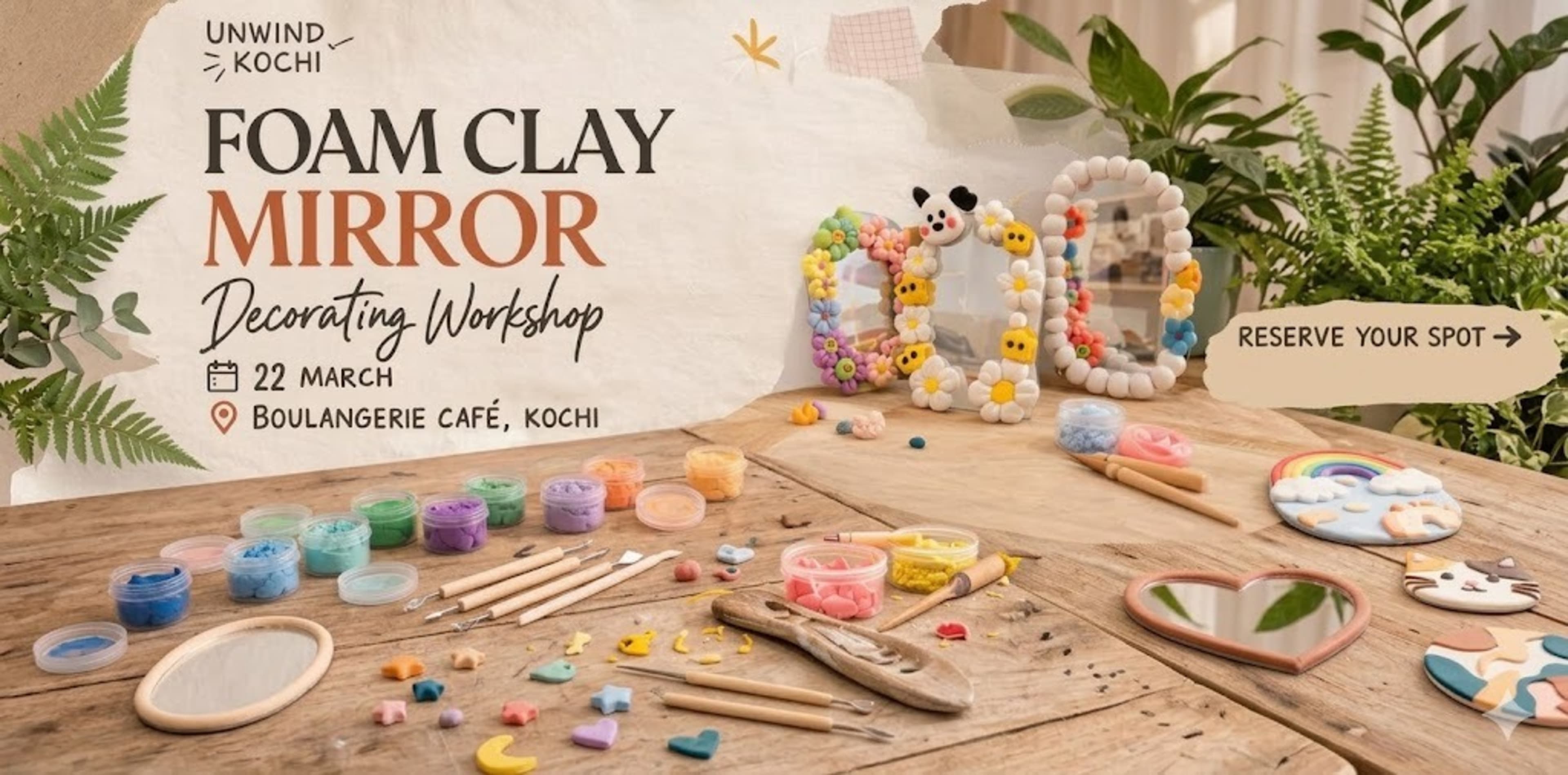 Foam Clay Mirror Decorating Workshop banner