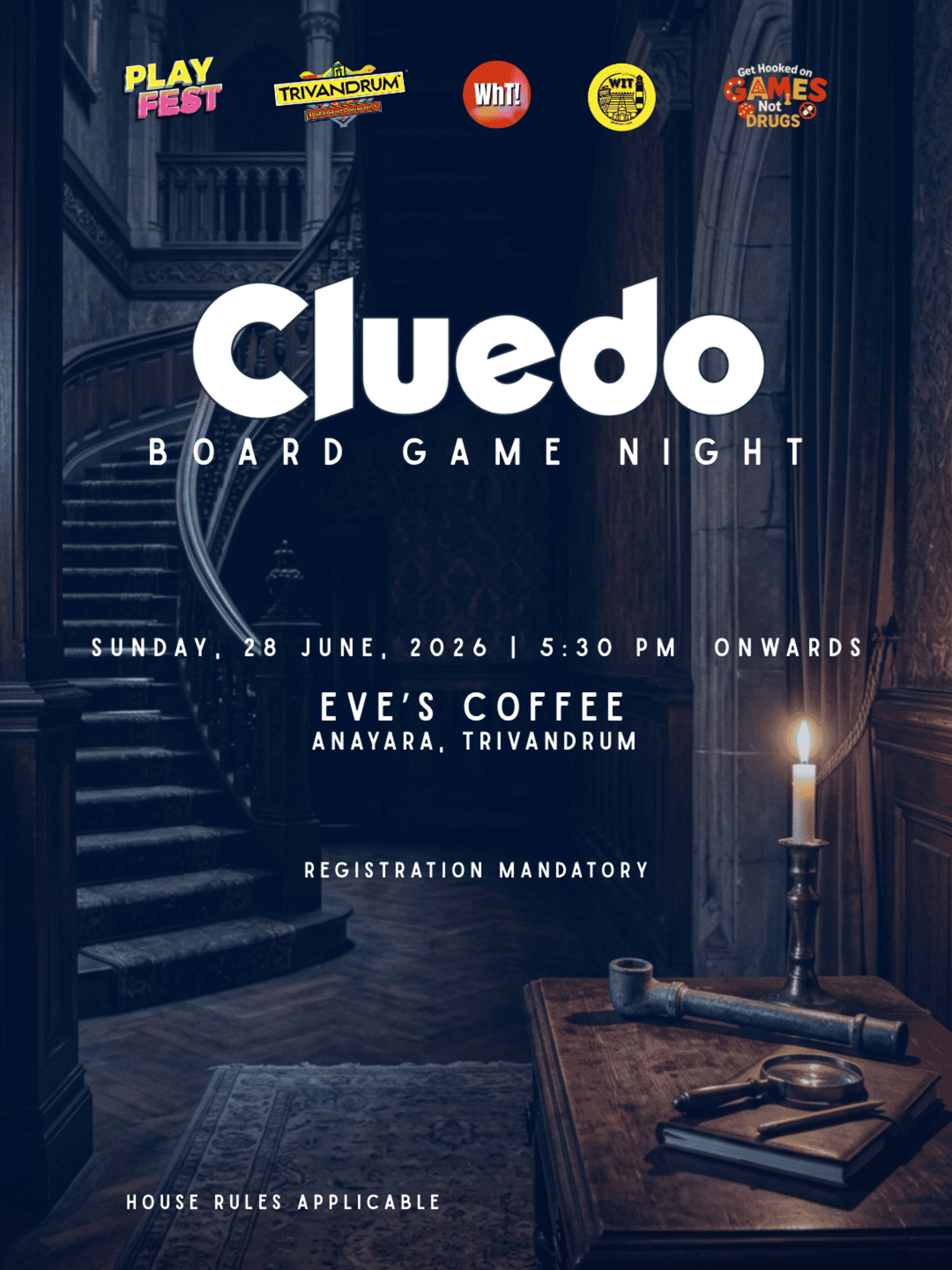 Cluedo Board Game Night  banner