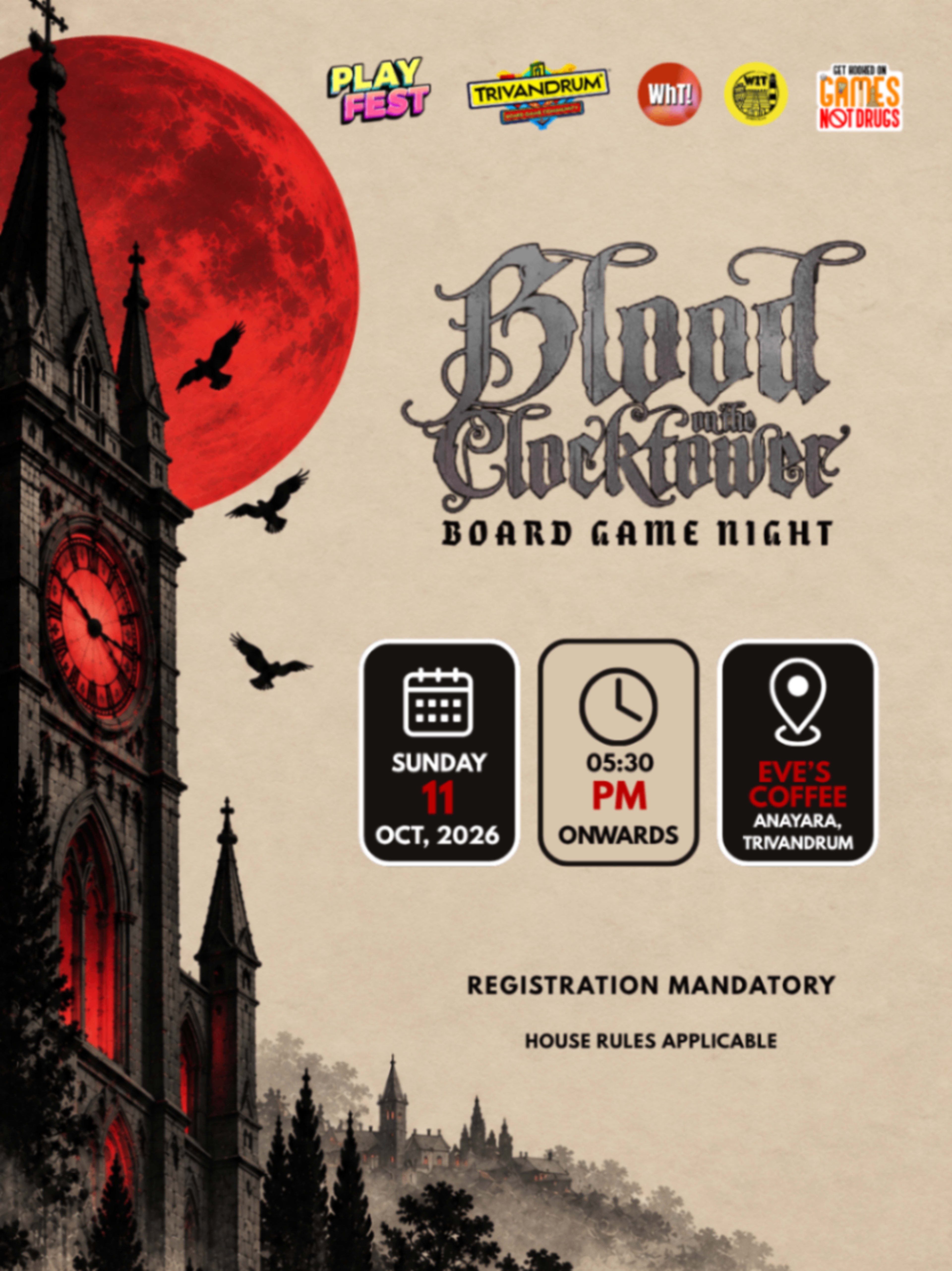 Blood on the Clocktower Board Game Night banner