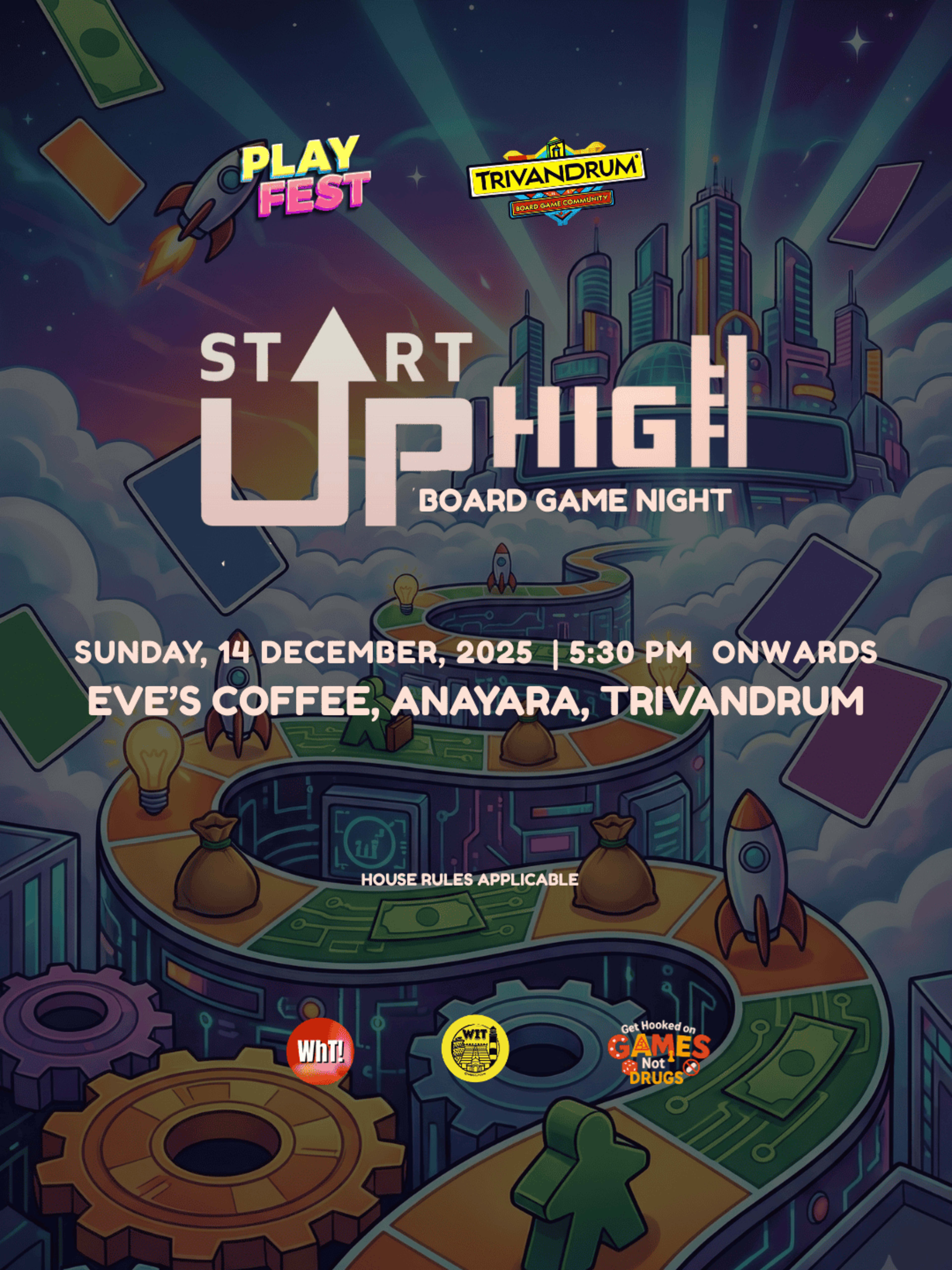 Startup High Board Game Night banner