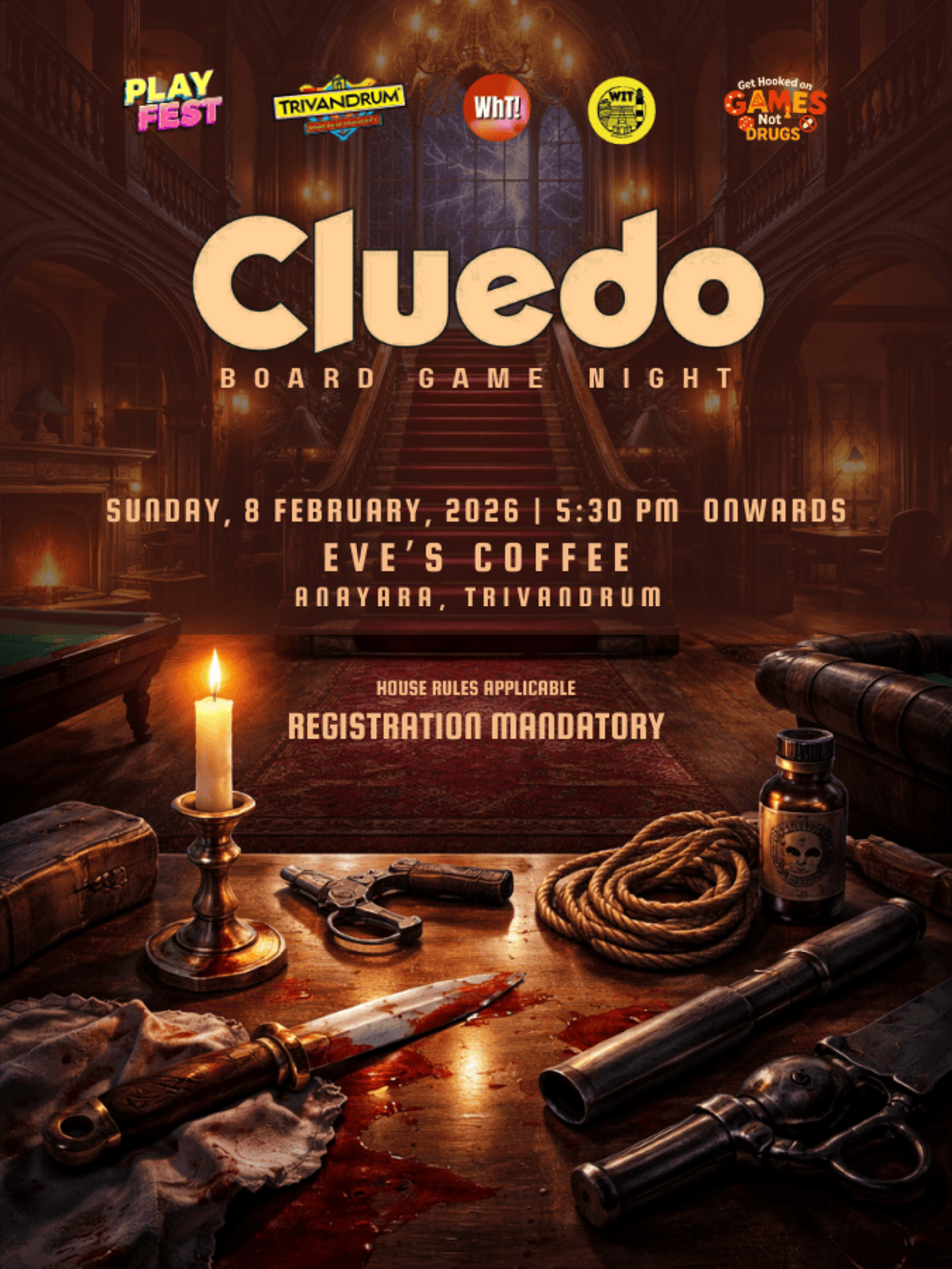 Cluedo Board Game Night  banner