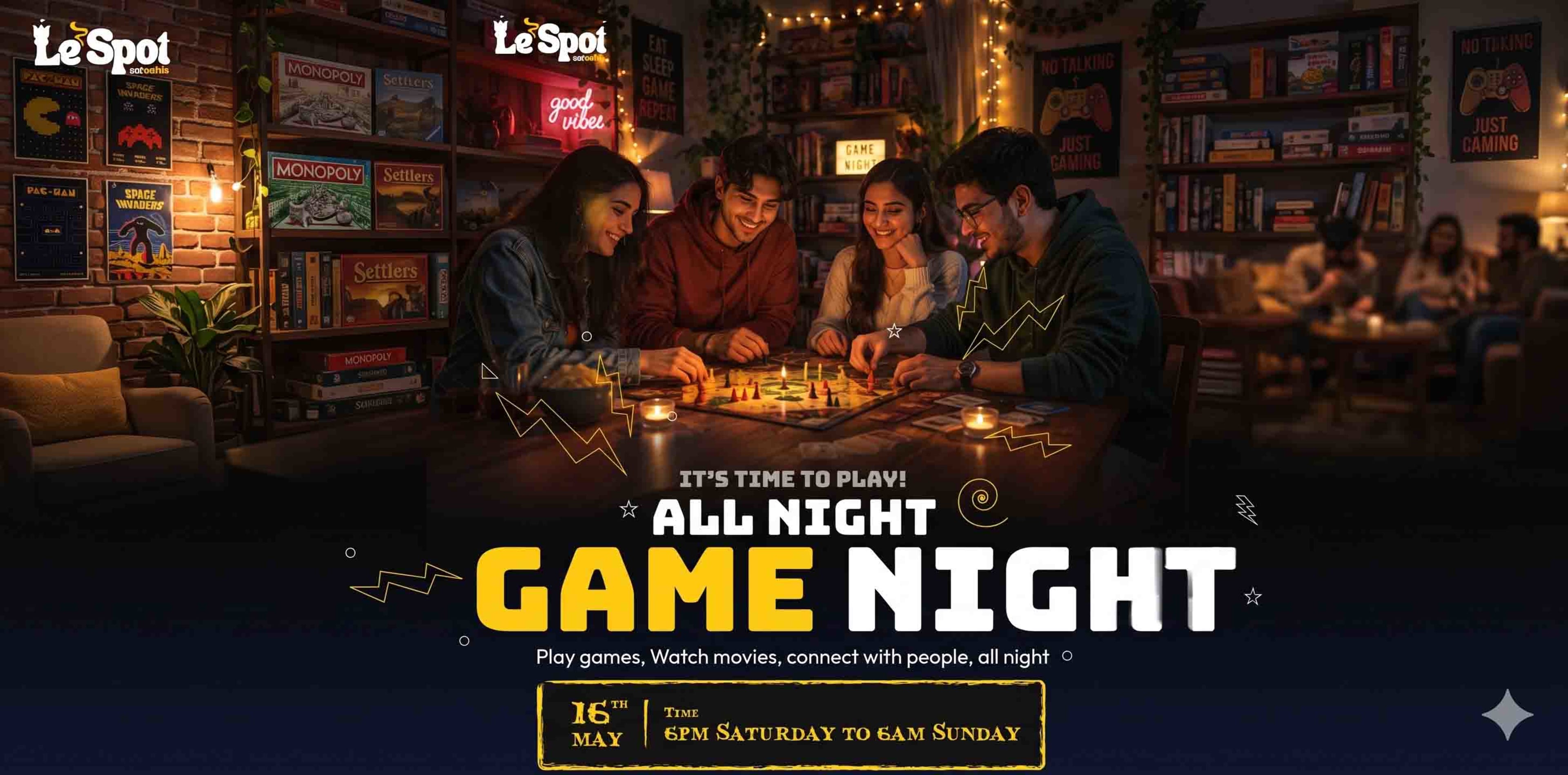 All Night Game Night banner
