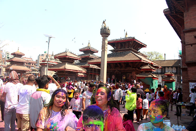 Holi Festival Festival of Colors at Kathmandu Durbar Square