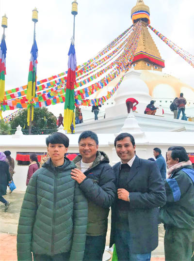 Boudhanath Stupa with our Filipino guest and guide