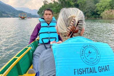 Ejoying boating at phewa lake
