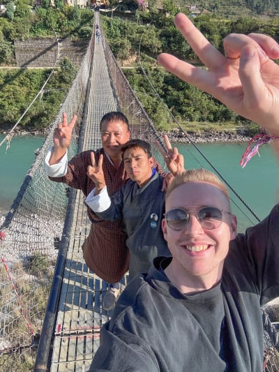Suspension Bridge in Punakha with guide and driver zwbogu