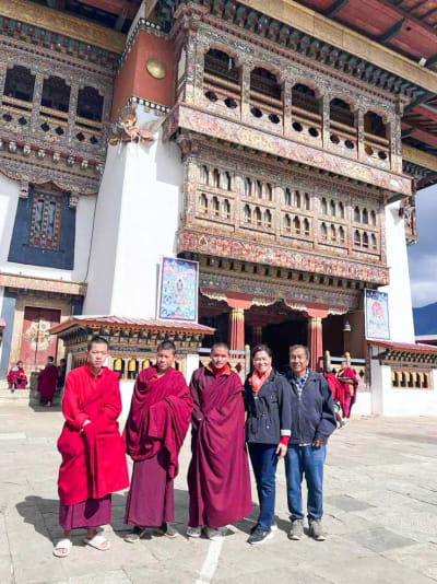 bhutanese monks with our guest