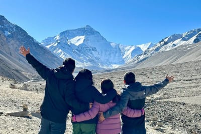 Mount Everest view from base camp (rongbuk monastery) in Tibet