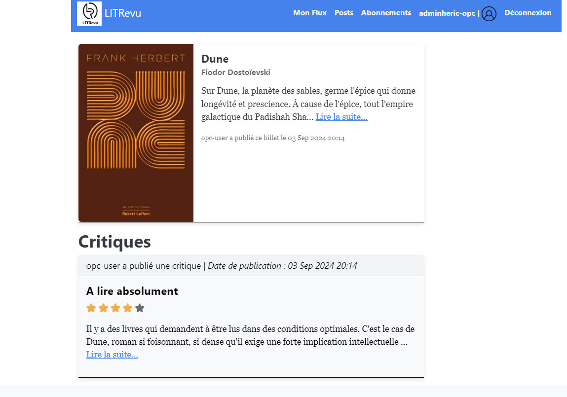 LitRevu — App Django de critiques littéraires