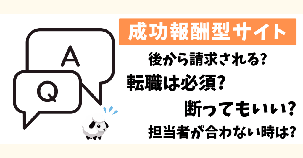 成功報酬型転職エージェント(例:PTOT人材バンク)に関するよくある質問と不安に対するQA形式の図解