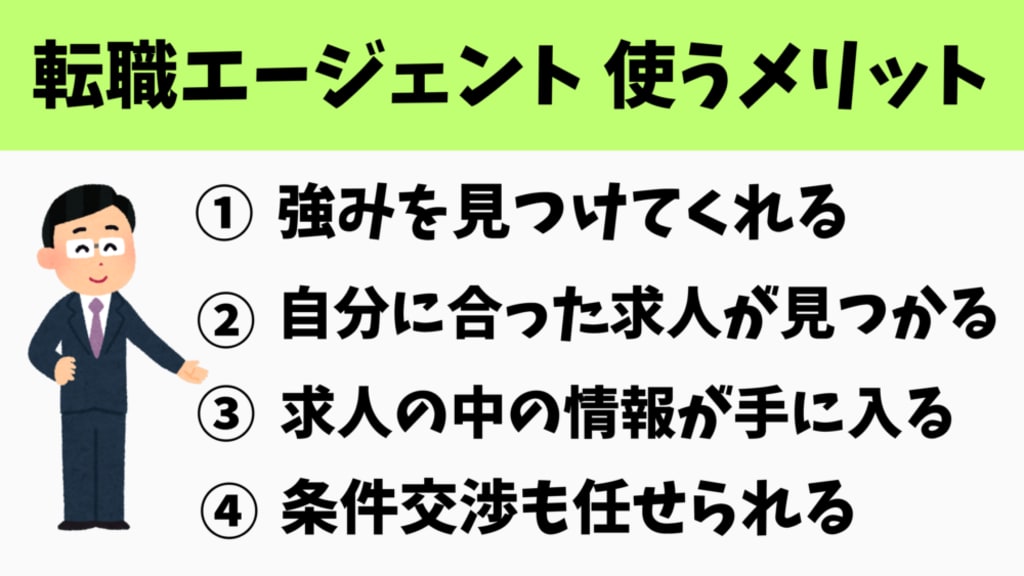 転職エージェントを使う4つのメリット｜強み発見・マッチする求人紹介・内部情報の提供・条件交渉の代行