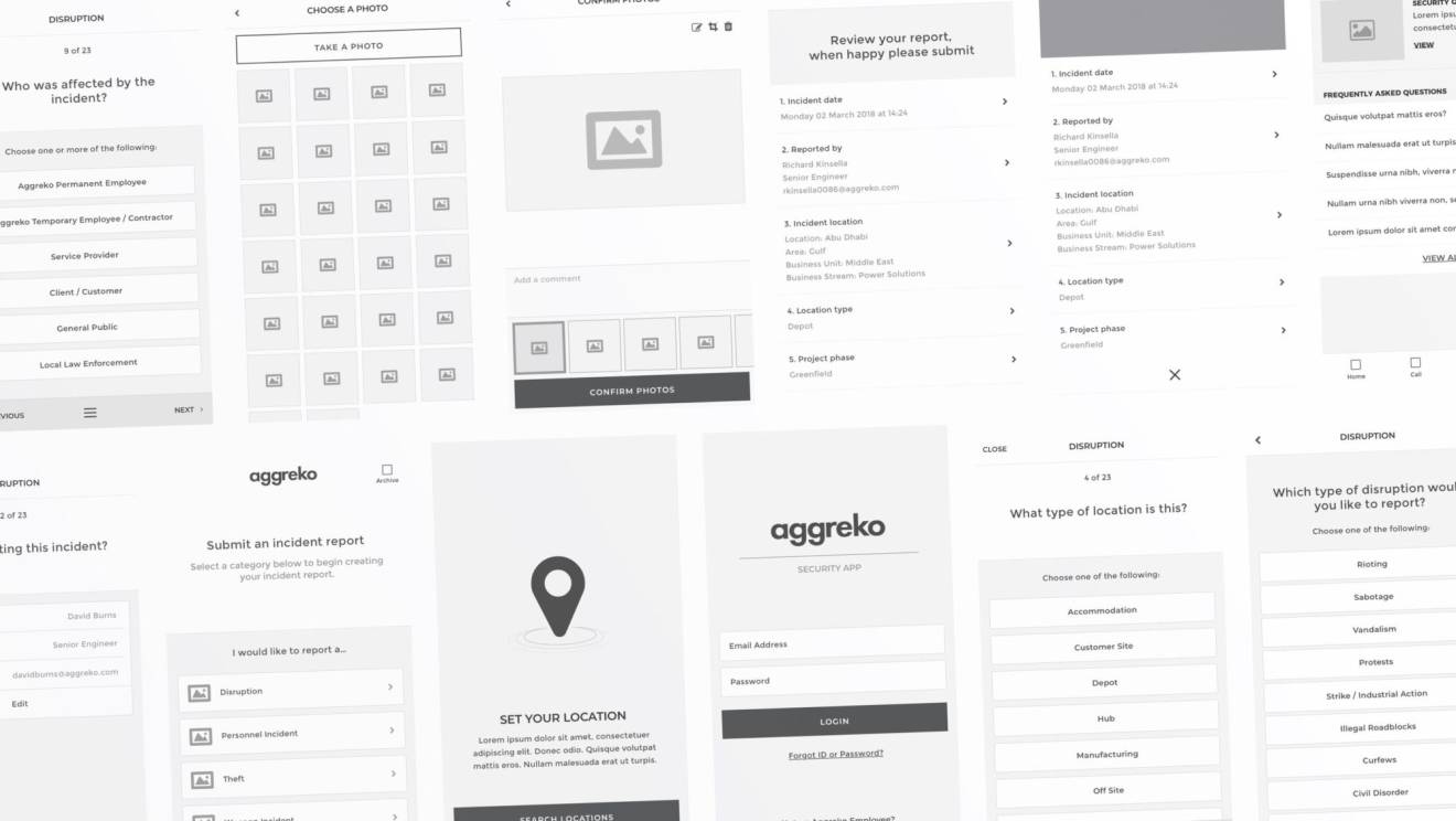 aggreko wireframes