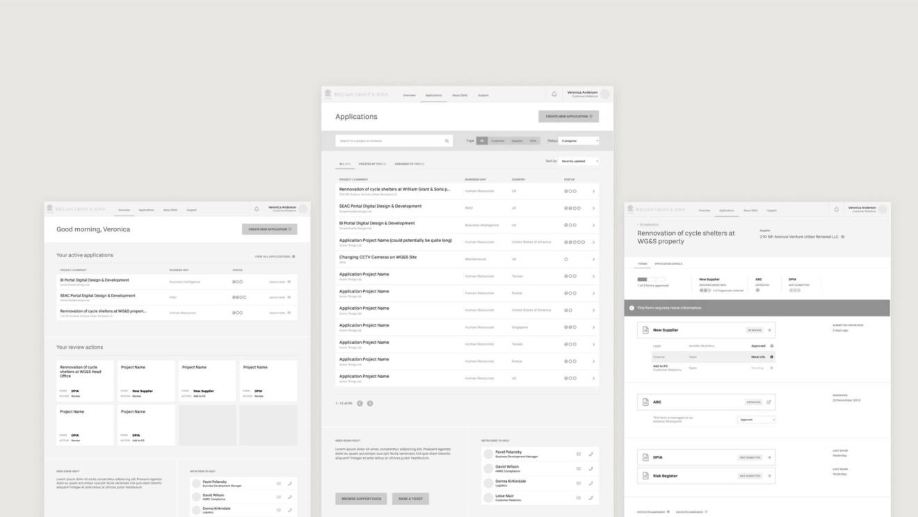 william grant app wireframes