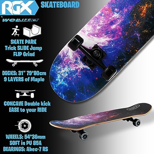 Vue 2 de Skateboard Galaxie Débutants Maniable