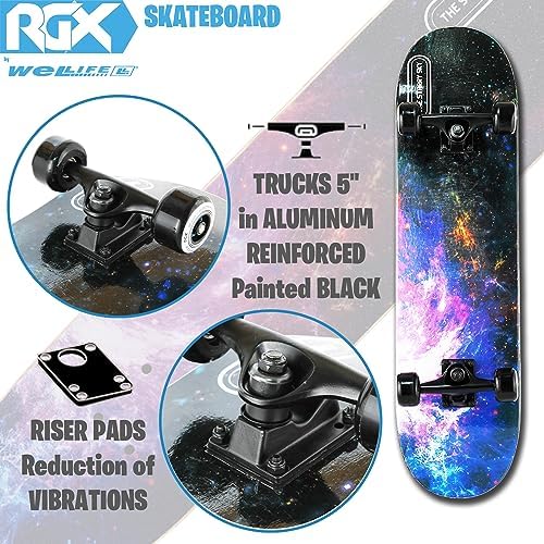 Vue 5 de Skateboard Galaxie Débutants Maniable