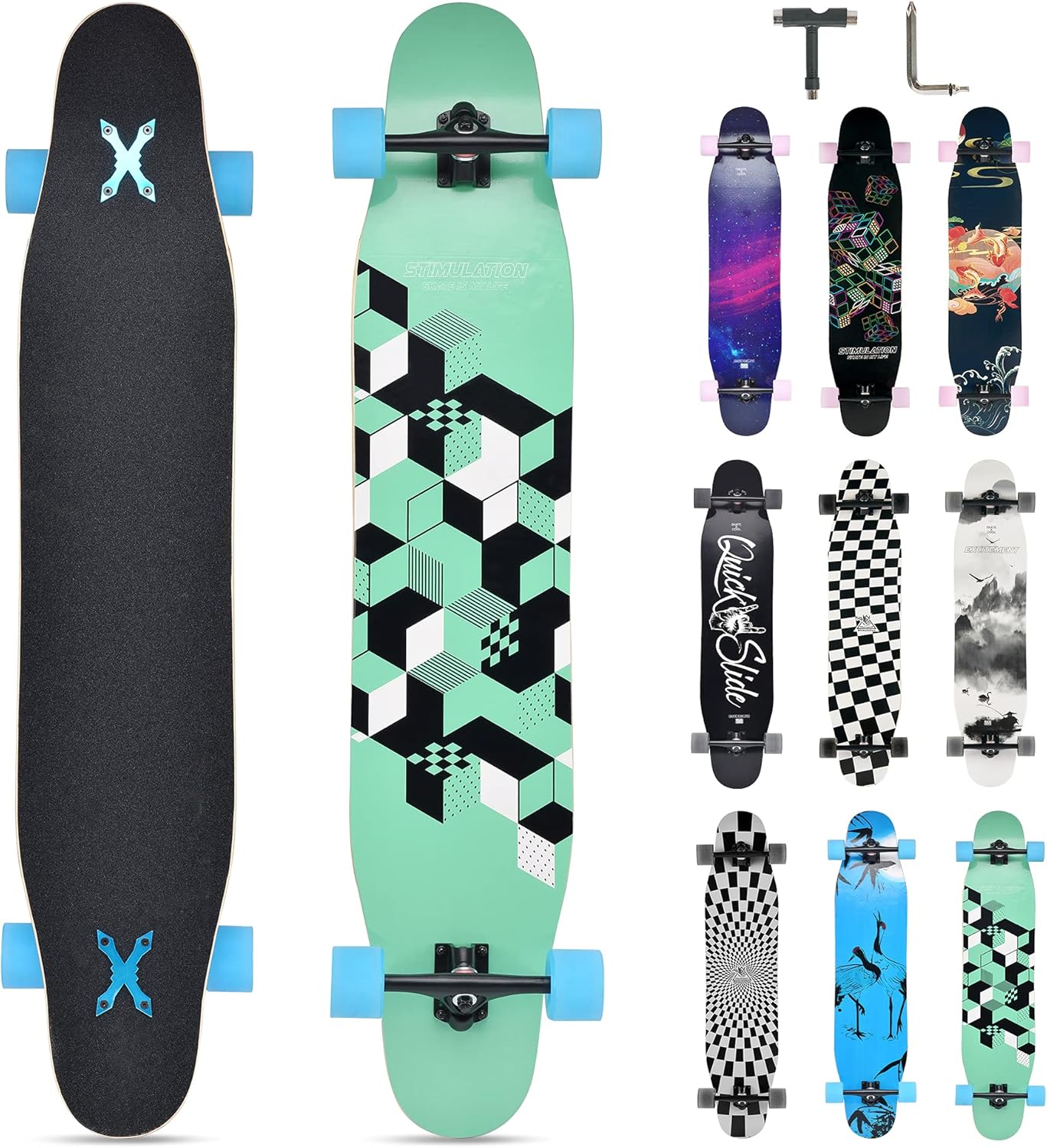 Opurtdor Longboard Adulte Skateboard