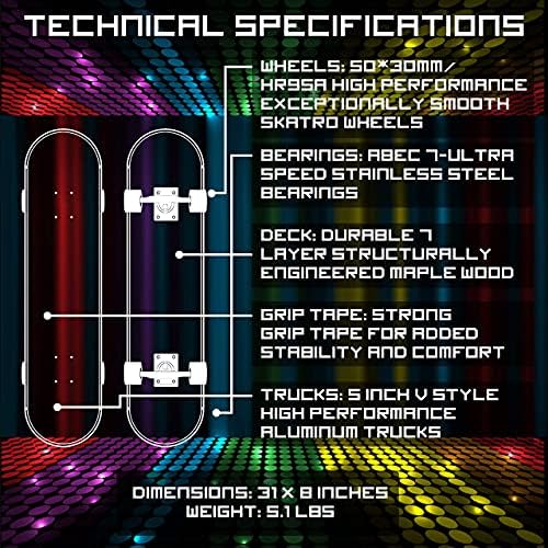 Vue 7 de Skateboard Professionnel Complet Performance