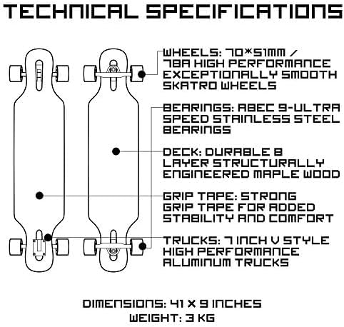 Vue 3 de Longboard Freeride Professionnel Performant