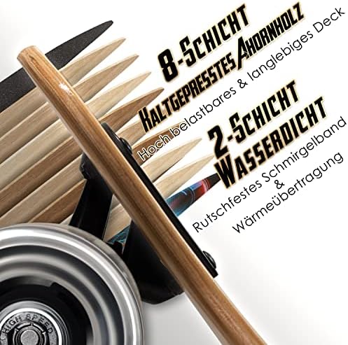 Vue 3 de Longboard Roulements Rapides Bois