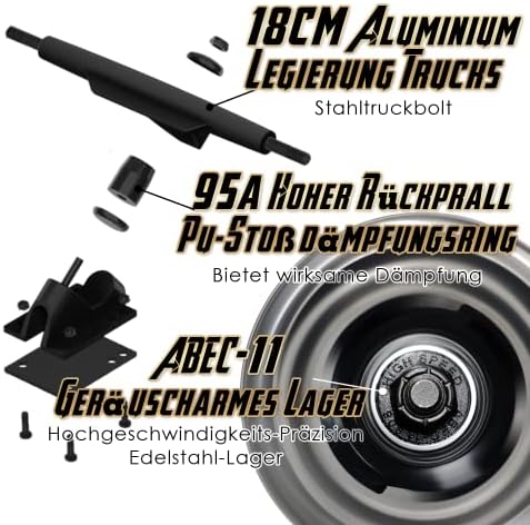 Vue 5 de Longboard Roulements Rapides Bois