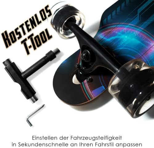 Vue 6 de Longboard Roulements Rapides Bois