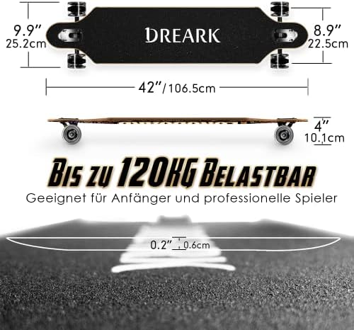 Vue 7 de Longboard Roulements Rapides Bois