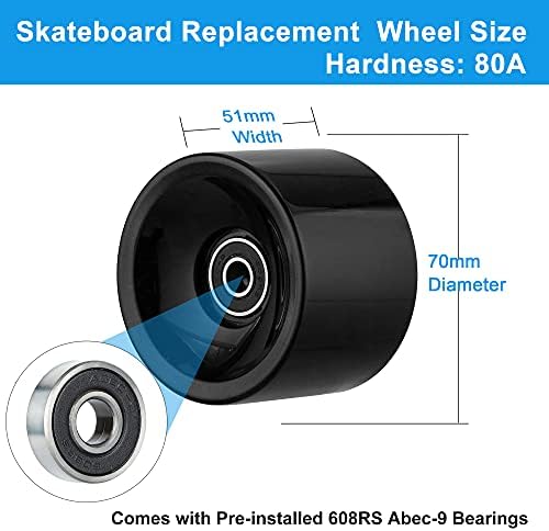 Vue 2 de Roues Skateboard Polyuréthane 70mm