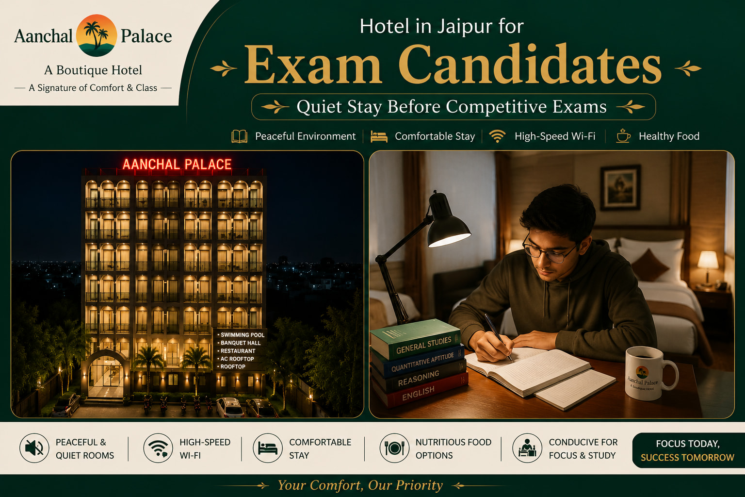 Hotel in Jaipur for Exam Candidates — Quiet Stay Before Competitive Exams