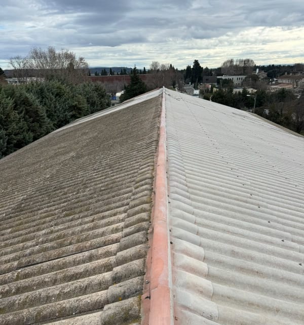 Peinture et hydrofuge coloré de toiture à Domazan — avant travaux, Antho Couverture