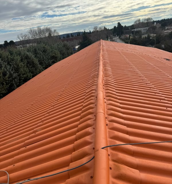 Peinture et hydrofuge coloré de toiture à Domazan — après travaux, Antho Couverture