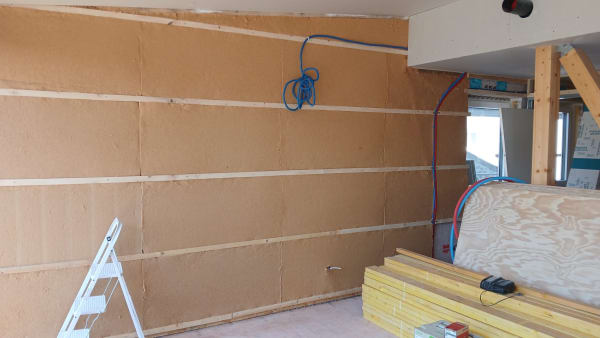 Maison passive ossature bois - Isolation intérieure en fibre de bois