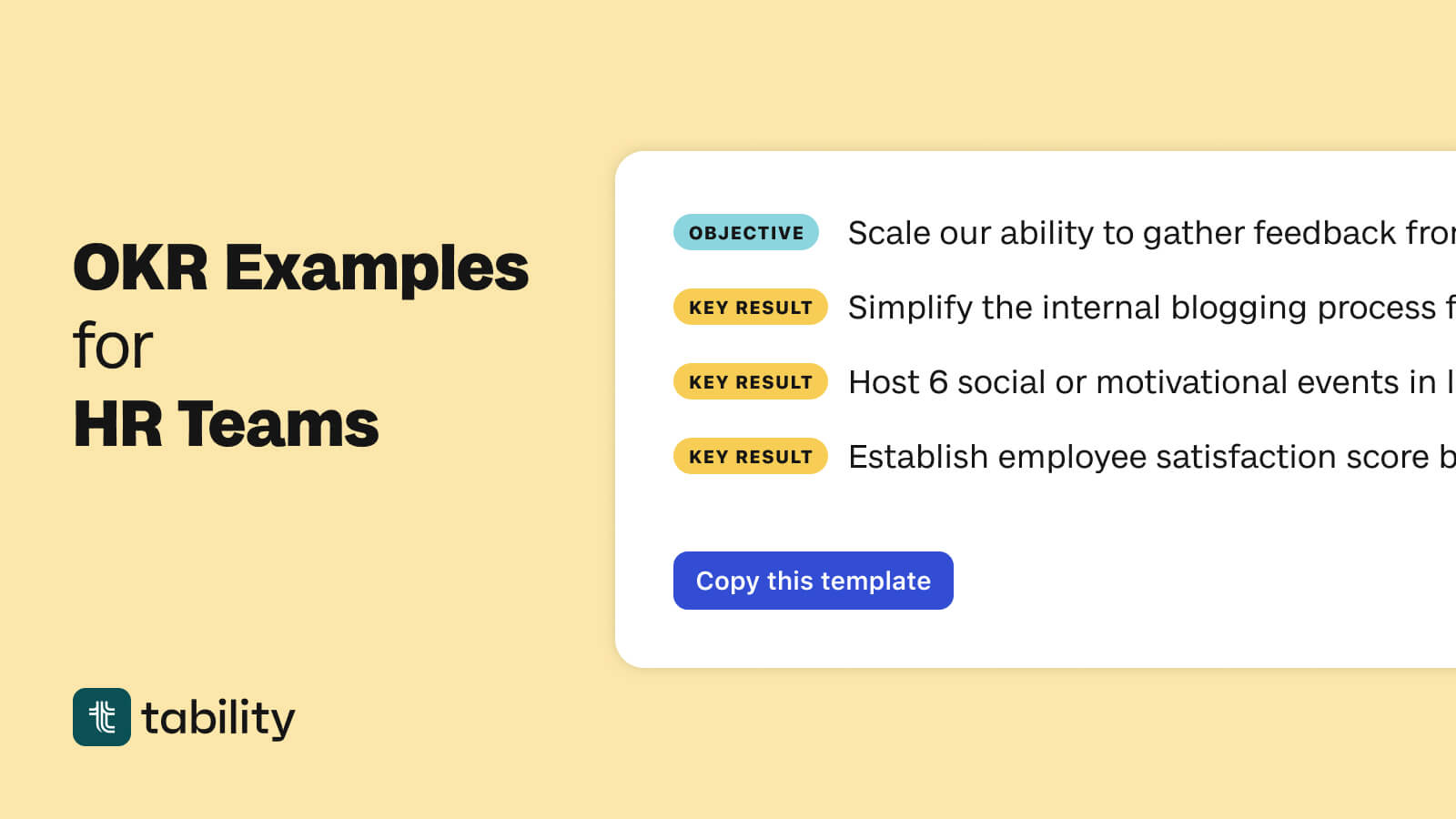 Simple OKRs Examples for HR Tability