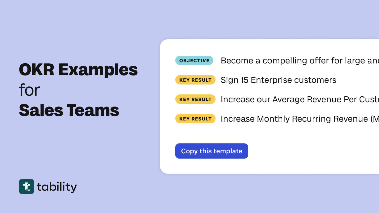 Simple Okrs Examples For Sales Teams Tability