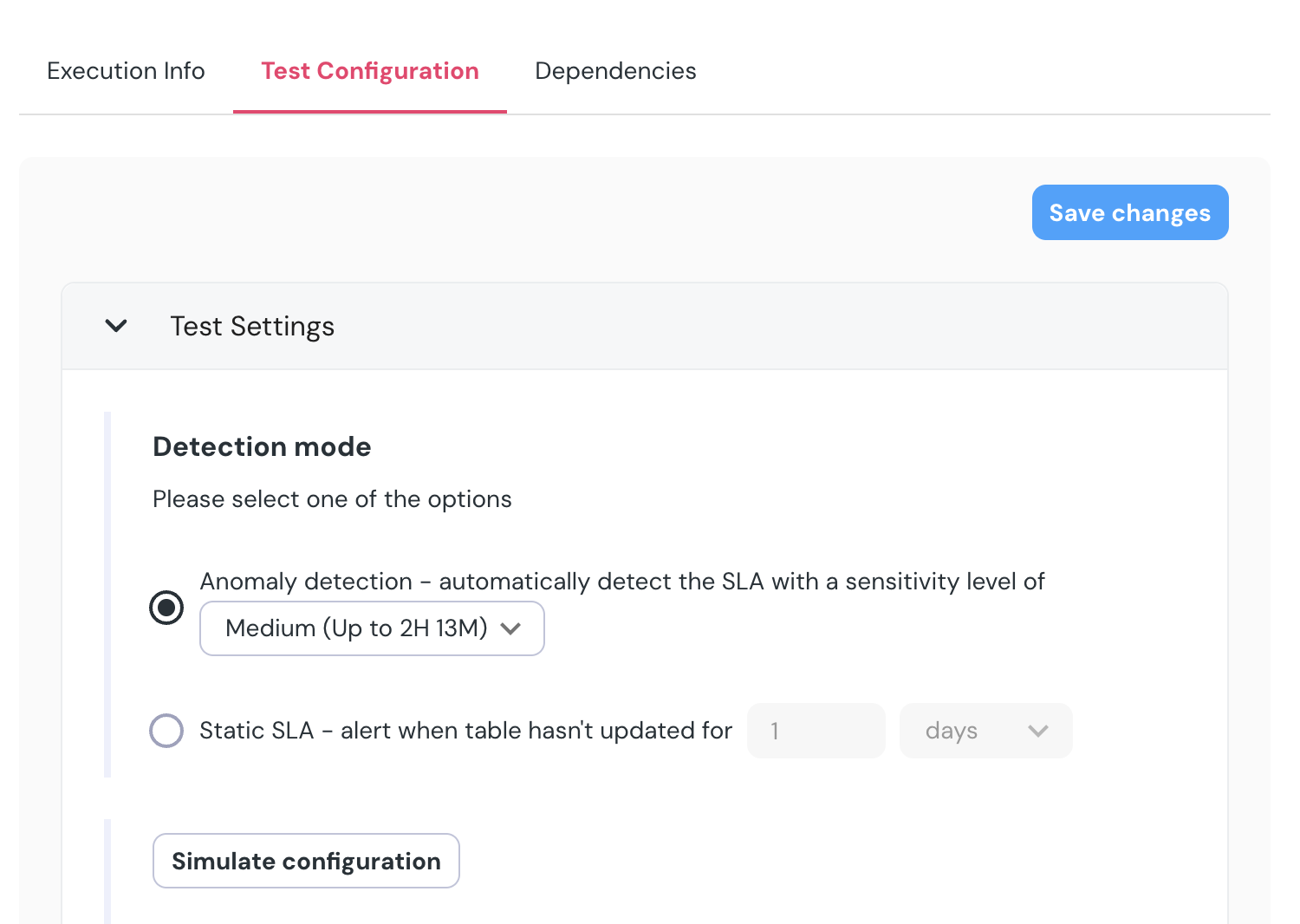 Freshness monitor configuration