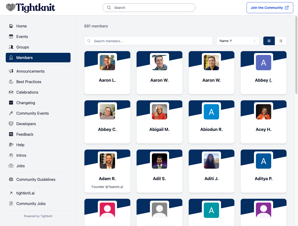 Members List site page
