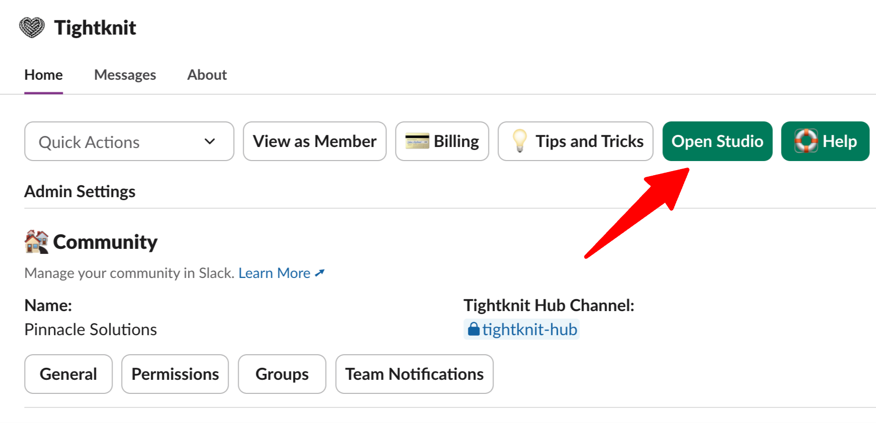 Access the Studio from the Slack app