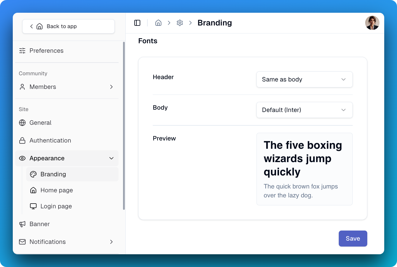 Custom font upload in Studio Branding settings