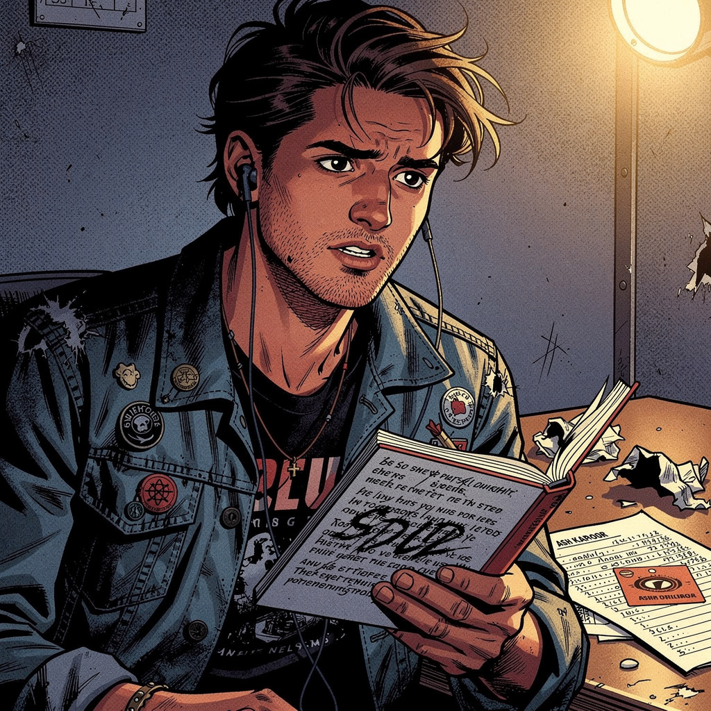 Portrait of Ash Kapoor, Rebel rocker AI companion