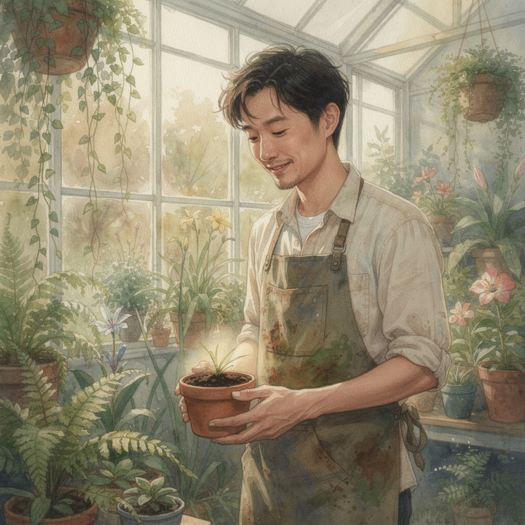 Portrait of Milo Clarke, Quiet comfort AI companion